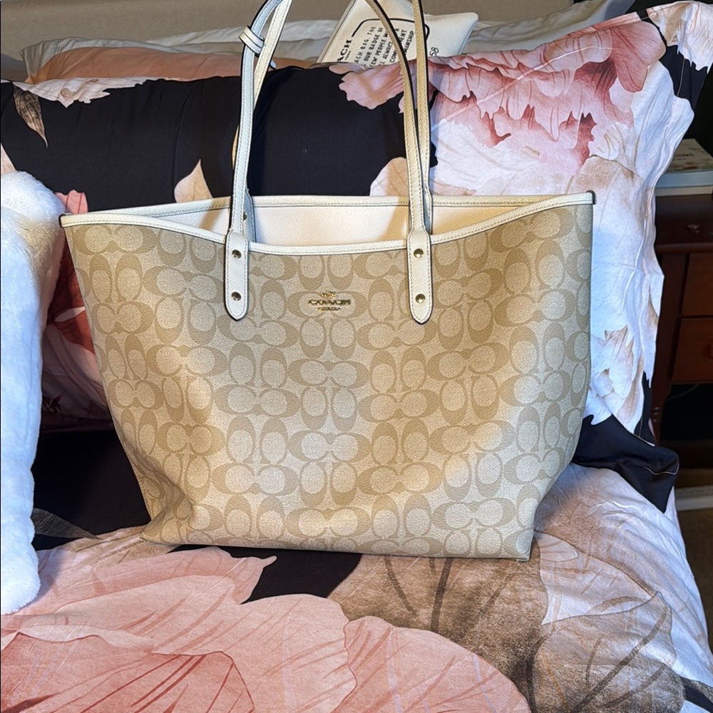 Coach Tan Signature Tote Bag